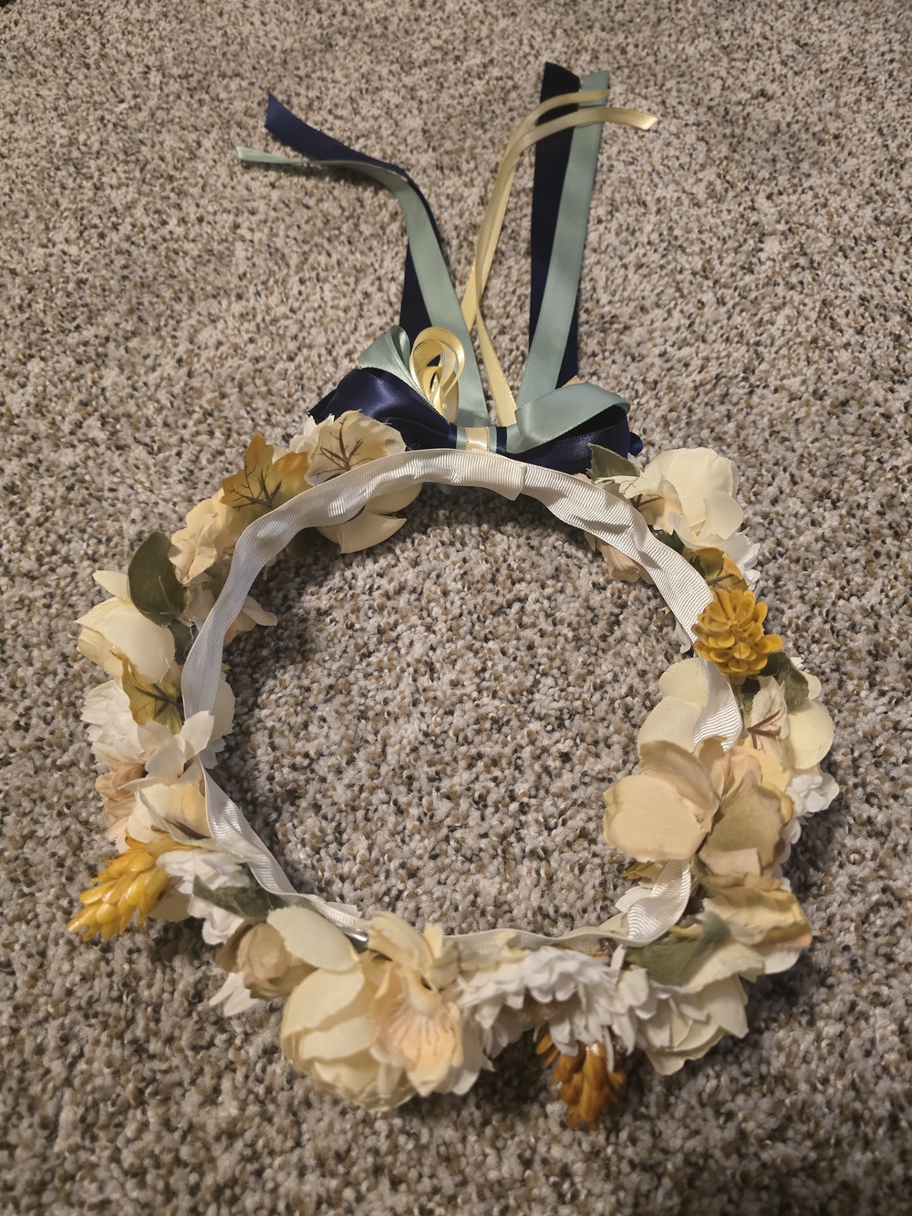 Floral Crown Headband with Yellow & Cream Blooms